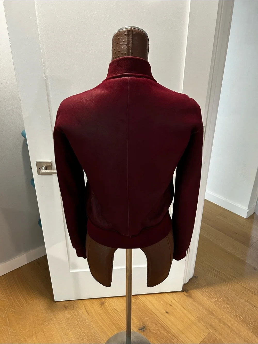 Theory shearling and leather Reversible Bomber Jacket in Burgundy